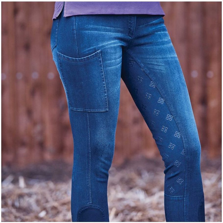 Dublin Womens Shona Full Grip Silicone Print Denim Breeches 1002015002 - Denim